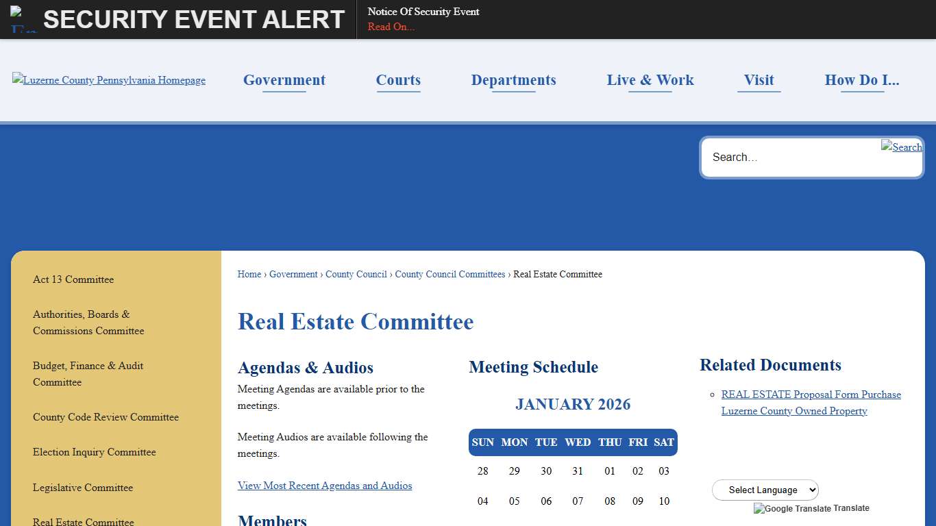 Real Estate Committee Luzerne County, PA