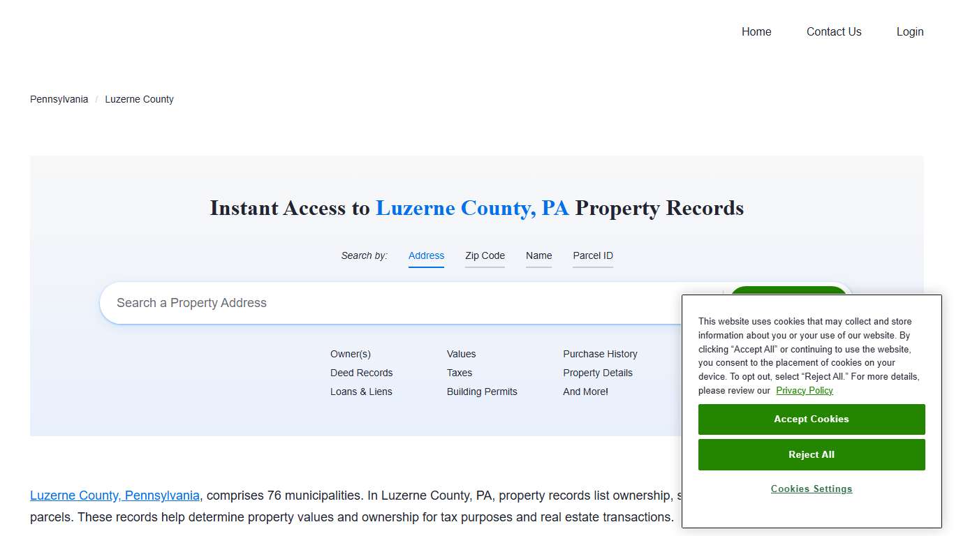 Luzerne County Property Records Owners, Deeds, Permits