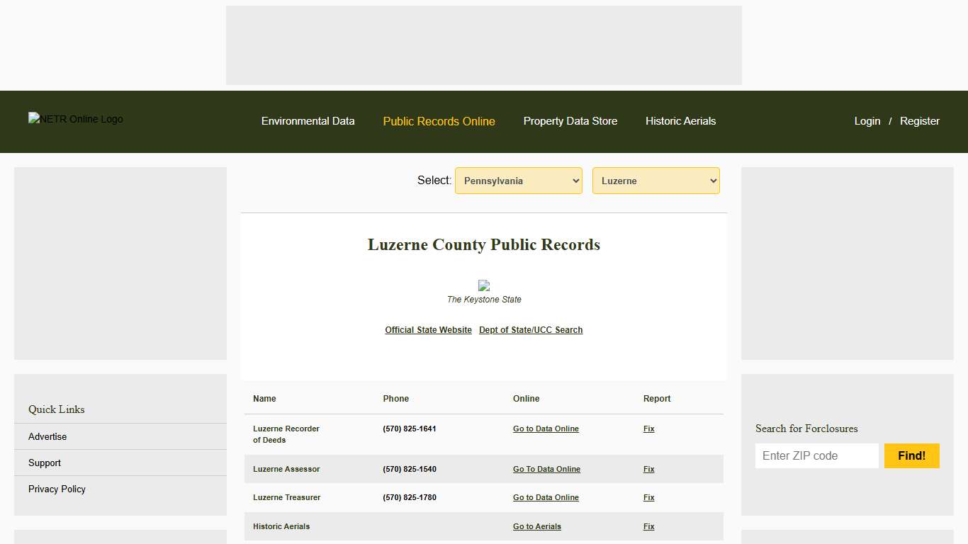 NETR Online • Luzerne • Luzerne Public Records, Search Luzerne Records, Luzerne Property Tax, Pennsylvania Property Search, Pennsylvania Assessor