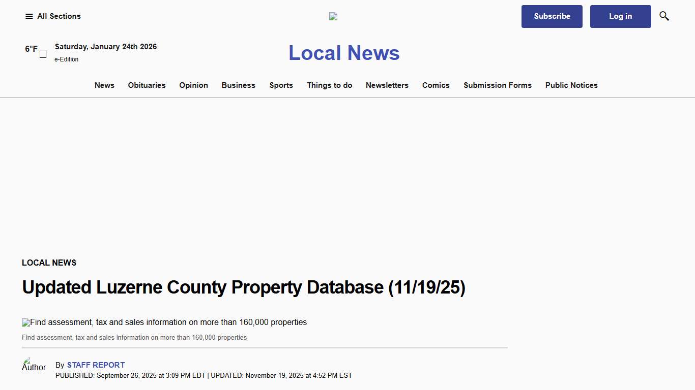 Updated Luzerne County Property Database (09/26/25)